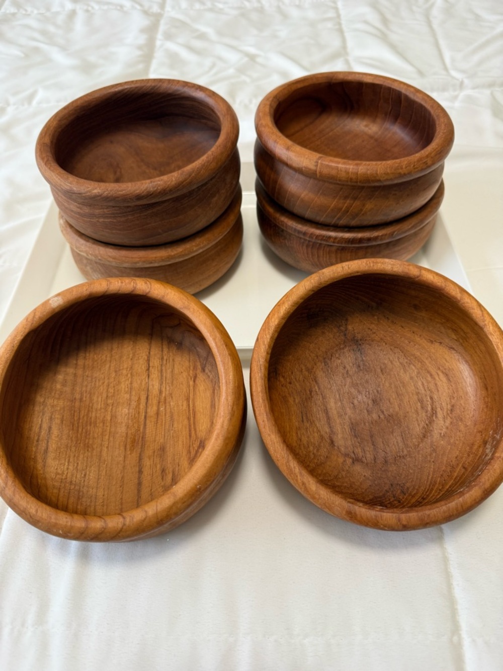 Handcrafted Wooden Serving salad  Bowls - Rustic Brown Set of 6